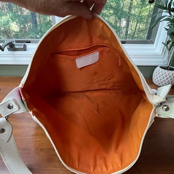 MAURIZIO TAIUTI Leather Floral Hand Painted Hobo Bag Crescent Boho Summer - Picture 9 of 15